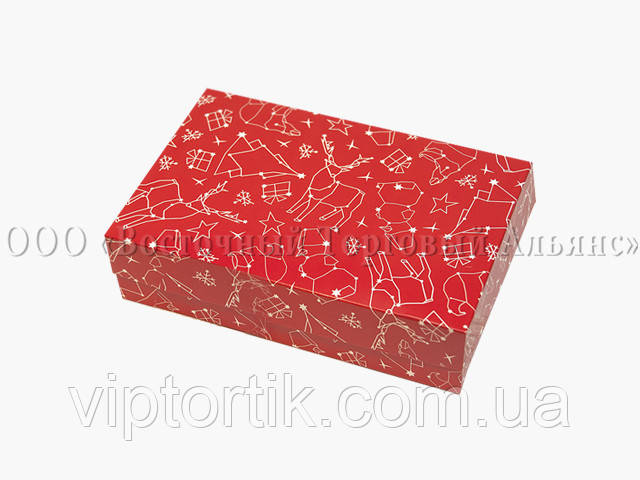 Упаковка для зефіру, печива й еклерів новорічна — Червона No2-30х150х60 мм, фото 1