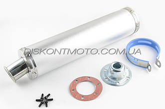 Прямоток на скутер 420*100 мм глушник Ø 78 мм (неіржавка сталь, срібло,прямотковий)