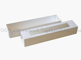 Упаковка для макаронс з прозорим віконцем - Біла - 305х62х52 мм