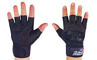 Перчатки для пауэрлифтинга SCHIEK с напульс. (PL, откр. пальцы, р-р M-XL, черный)