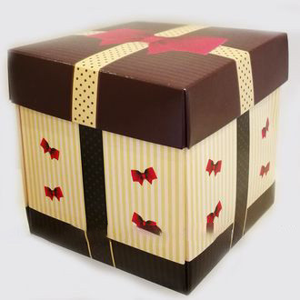 Паковання для чашок із картону з кришкою (коричневий-бежевий)