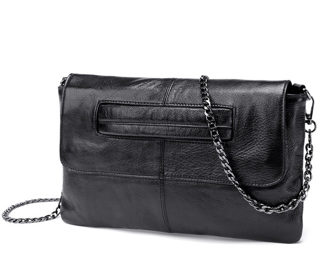 Сумочка клатч жіноча з натуральної шкіри (чорна), фото 1