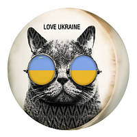 Подушка пуф кругла Кіт Love Ukraine 35 см (PP_15M007_WH)