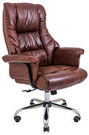 Кресло руководителя Конгресс хром механизм Anyfix комбинированная кожа коричневая (Richman ТМ)