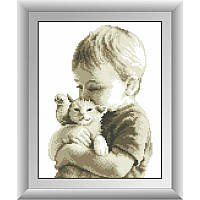 Алмазна мозаїка Малюк з кошеням 30583 (25 х 32 см) Dream Art
