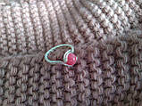 Кільце з натуральним каменем нефрит (пофарбований) рожевий колір, фото 5