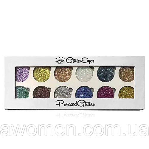 Тіні для очей Glamierre Rainbow Your Eyes Glitter (12 кольорів), фото 1
