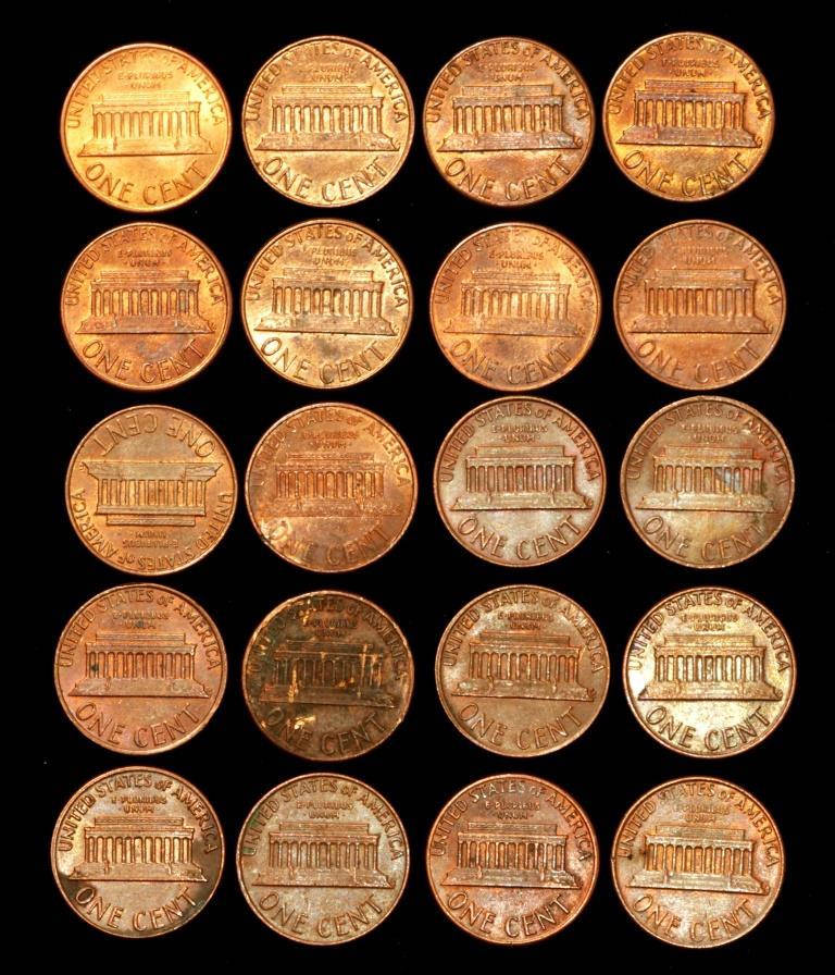 

Набор монет США 1 цент 1971-1990 г. погодовки ( 20 шт )