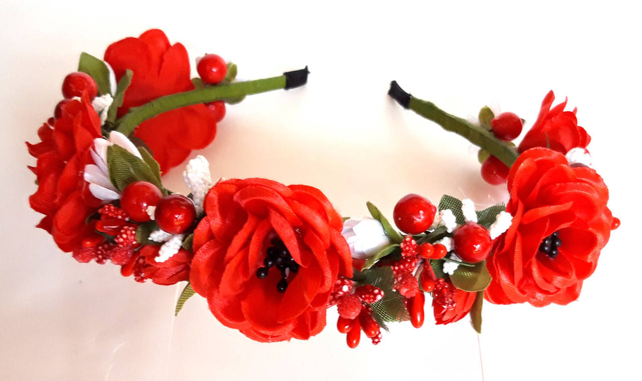 

Обруч веночек ручная работа ягодки и маки