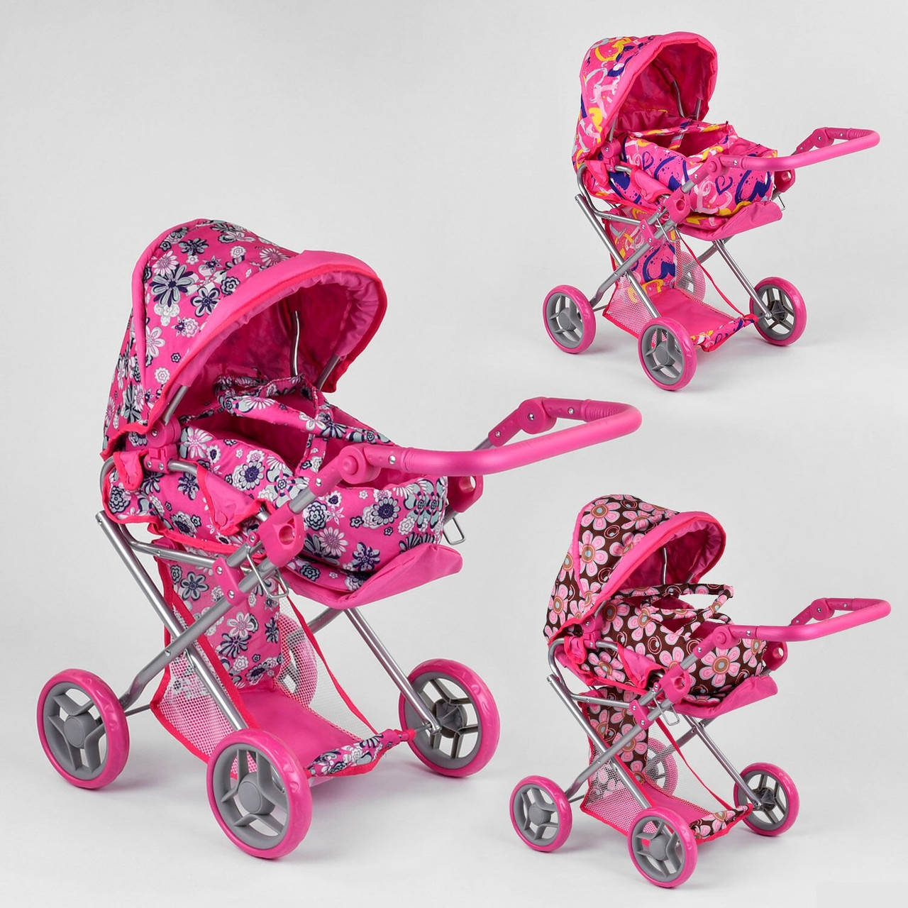 

Коляска-трансформер для кукол 9346, алюминиевый корпус, съемная люлька