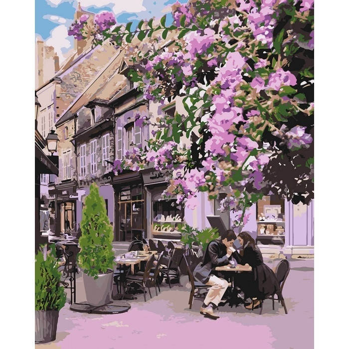 

Набір для розпису по номерах."Затишний ресторанчик" 40*50см