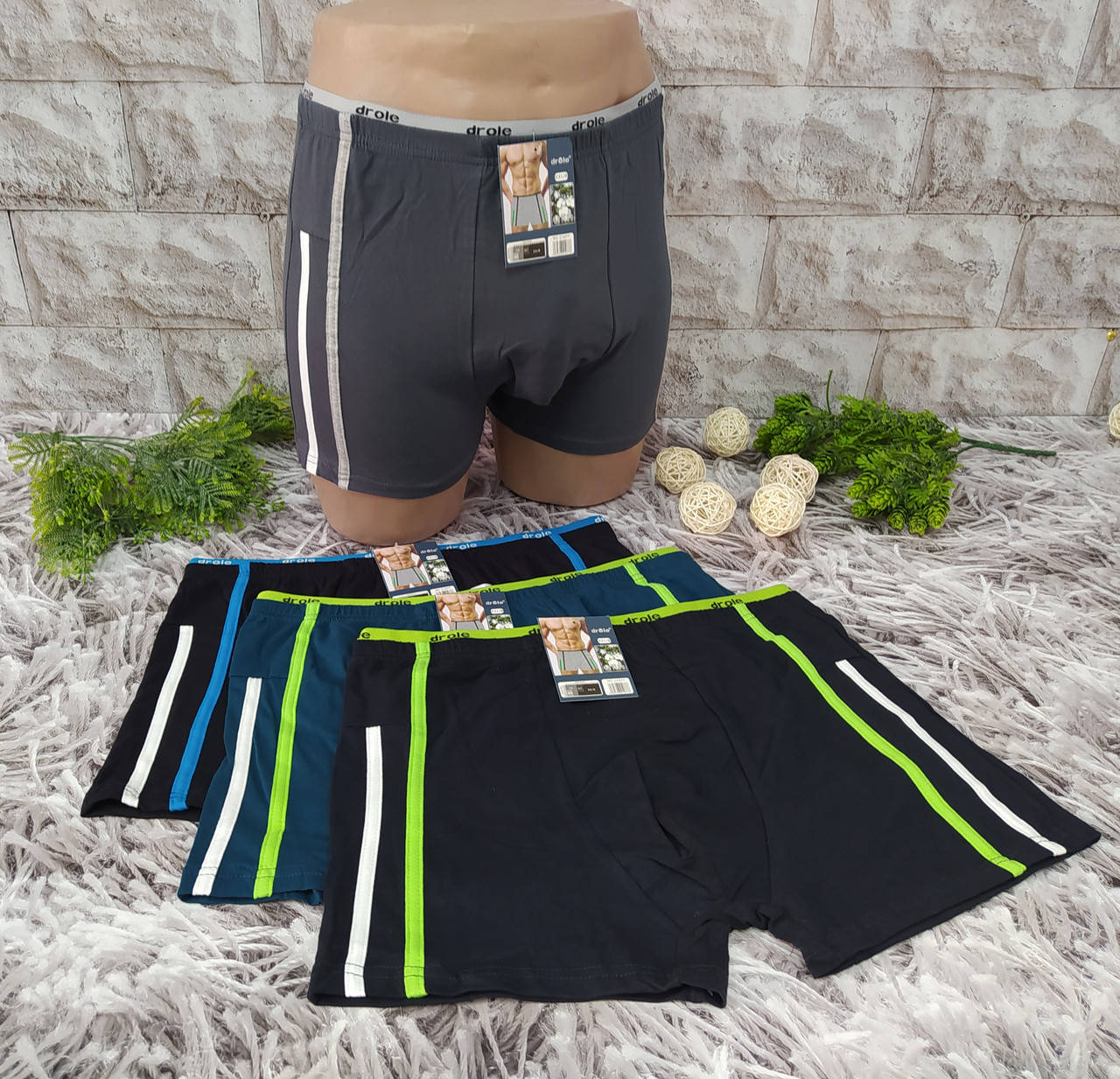 

Трусы мужские 2XL (54-56) боксеры Drole хлопок С1077, Разные цвета