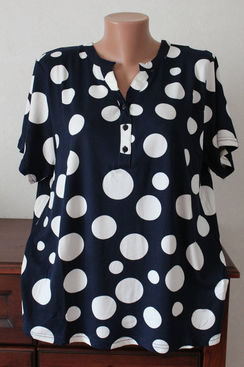 

Блуза женская кружочки на короткий рукав, Разные цвета