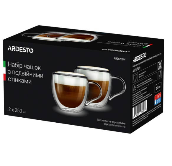 

Набор чашек Ardesto с двойным дном 300 мл 2 шт AR2630GHN, Прозрачный