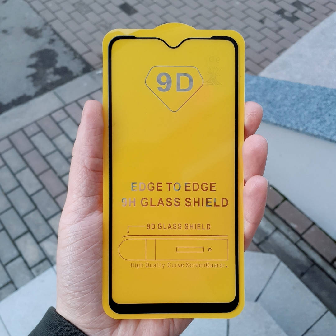 

Скло захисне Samsung A10s Full Glue Black техпак повна поклейка, Черный