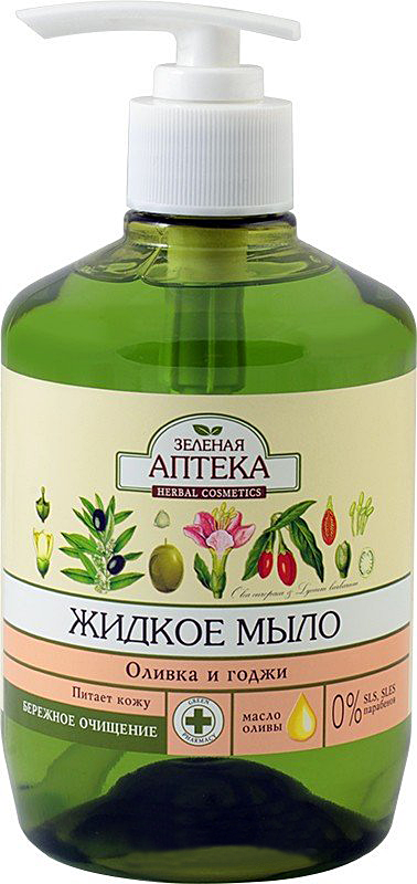 

/Мыло жидкое ЗЕЛЕНАЯ АПТЕКА 460 мл Оливка и годжи