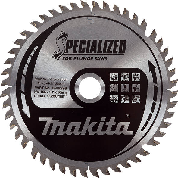 

Пильный диск Makita для погружных пил SPECIALIZED 165x20 мм 48T (B-09298)