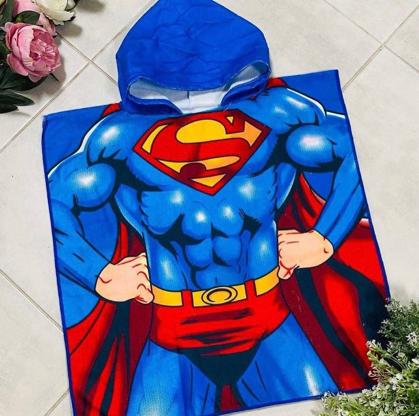 

Детское пляжное полотенце пончо микрофибра Супермен