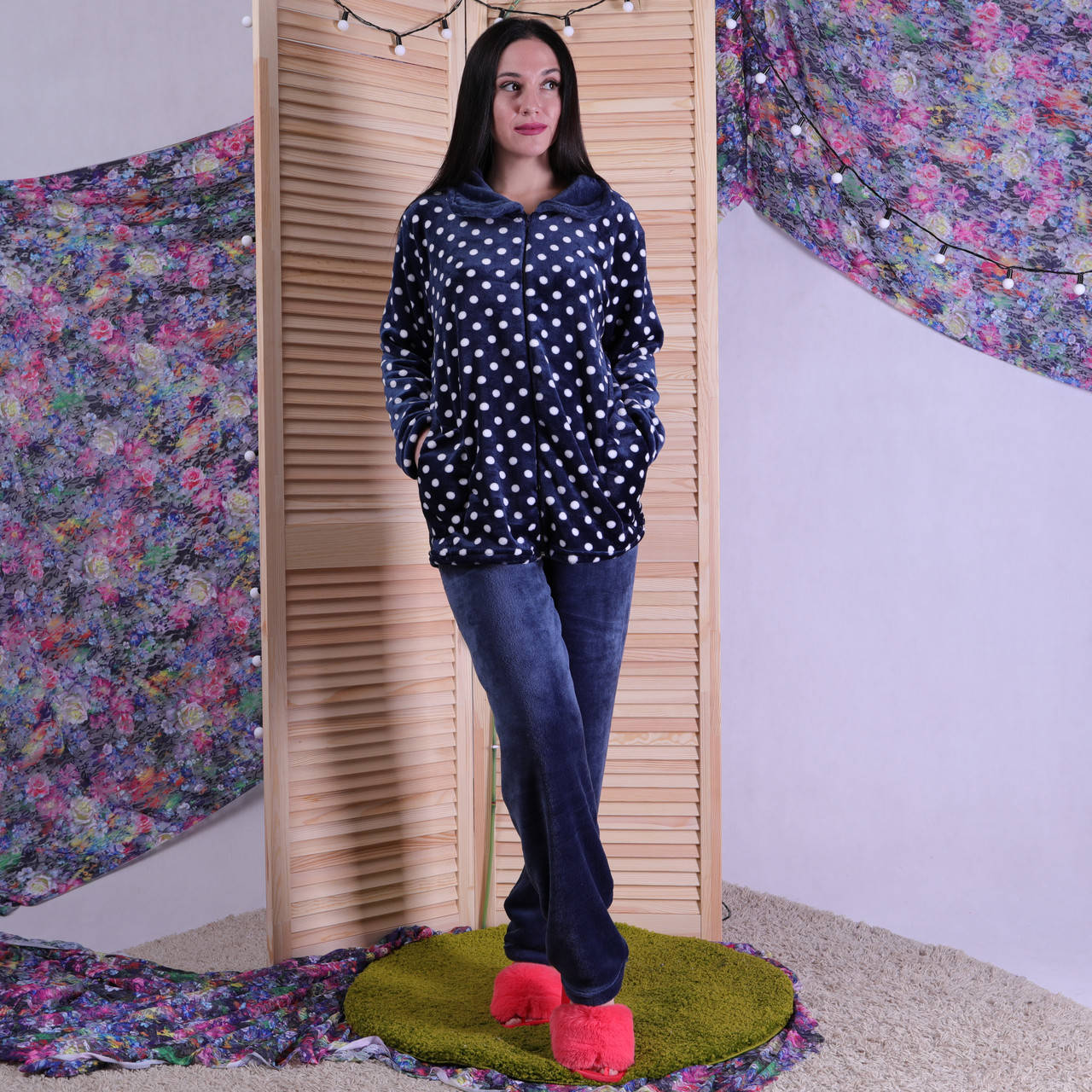 

Махровая пижама воротник "Горох" 48 и 56Р ростовка/3шт