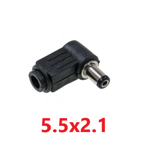 

Штекер, Джек, разъем под пайку 5.5x 2.1mm (Папа) угловой