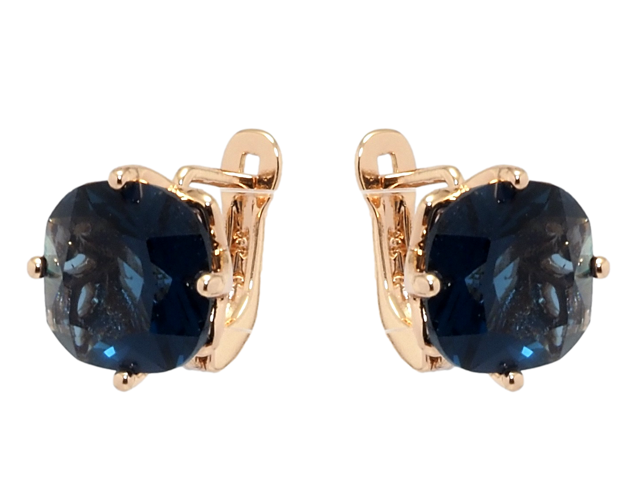 

Серьги Xuping Позолота РО английский замок "Темно-синие фианиты"