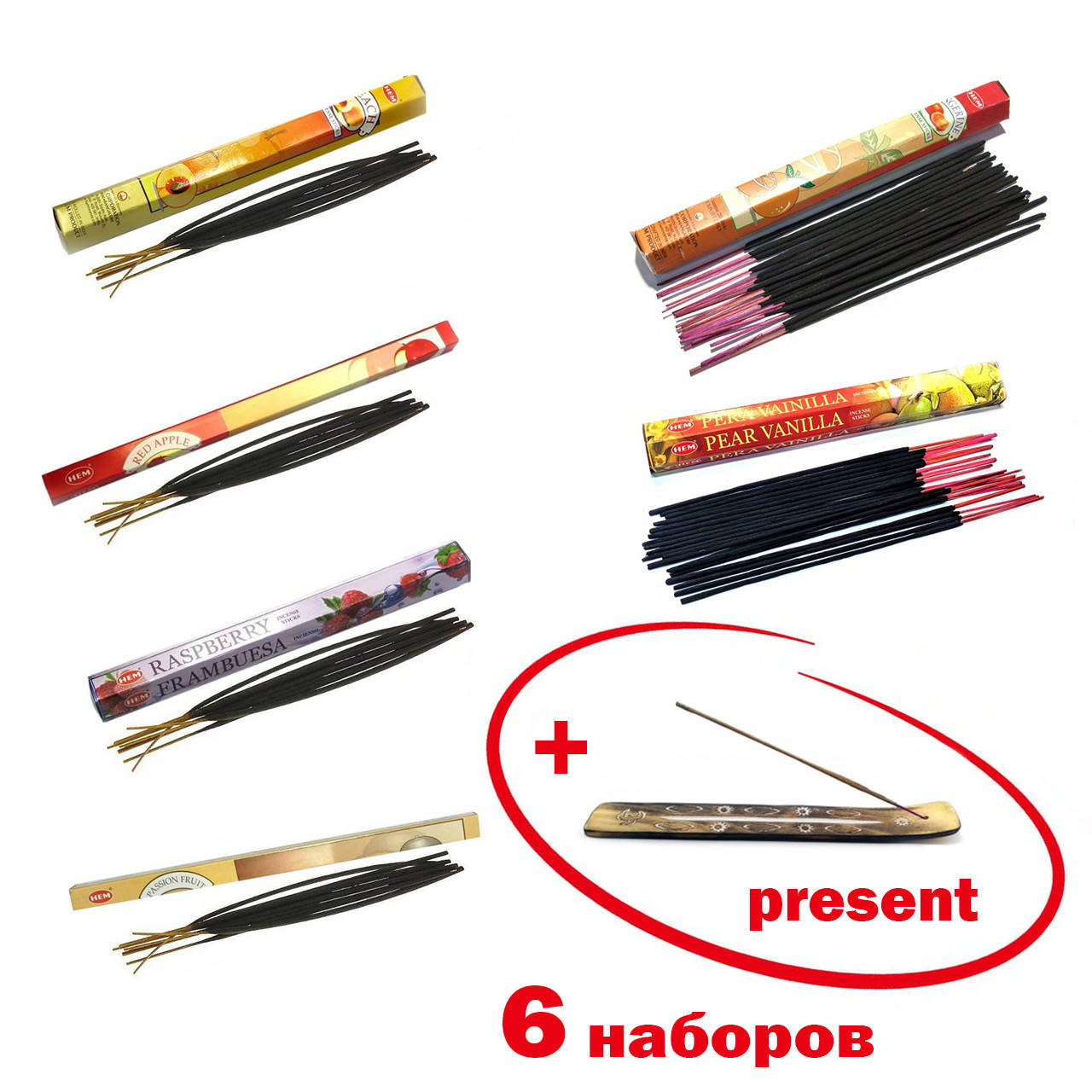 

Набор благовоний Фруктовый микс 3 Плюс подставка в подарок NN023