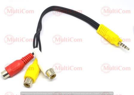 

02-00-171. Переходник 3,5 4-х контактный - 3RCA (штекер - гнезда), со шнуром 10см