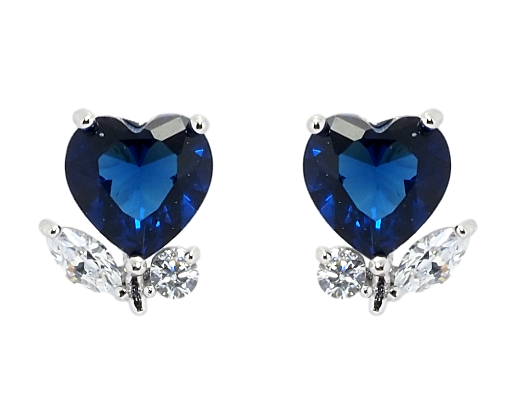 

Серьги Xuping Родий гвоздики (пусеты) "Сердечки с синими кристаллами"