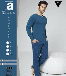 

Пижама мужская хлопковая Турция со штанами и футболкой с длинным рукавом Домашний костюм р.50-52