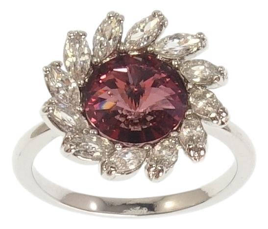 

Кольцо Xuping Родий с кр-ми Swarovski "Цветок с кристаллом Amethyst и цирконием" р.17