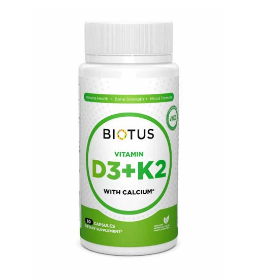 

Витамин Д3, К2 с кальцием, Biotus, 60 капсул (BIO-530944)