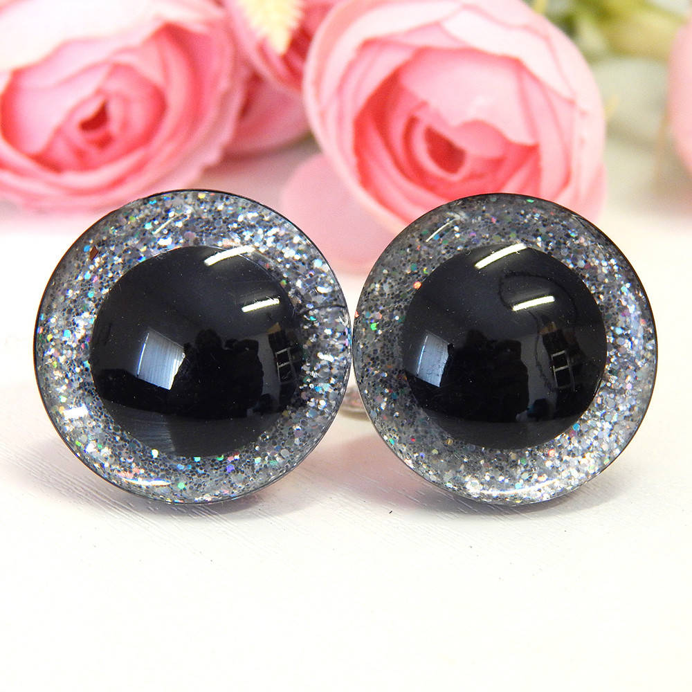 

Глазки для игрушек блестящие 12 мм + крепление, серебристые (2 шт)