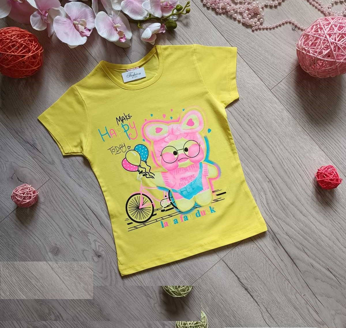 

Летняя футболка для девочки на 3-7 лет 116, Желтый