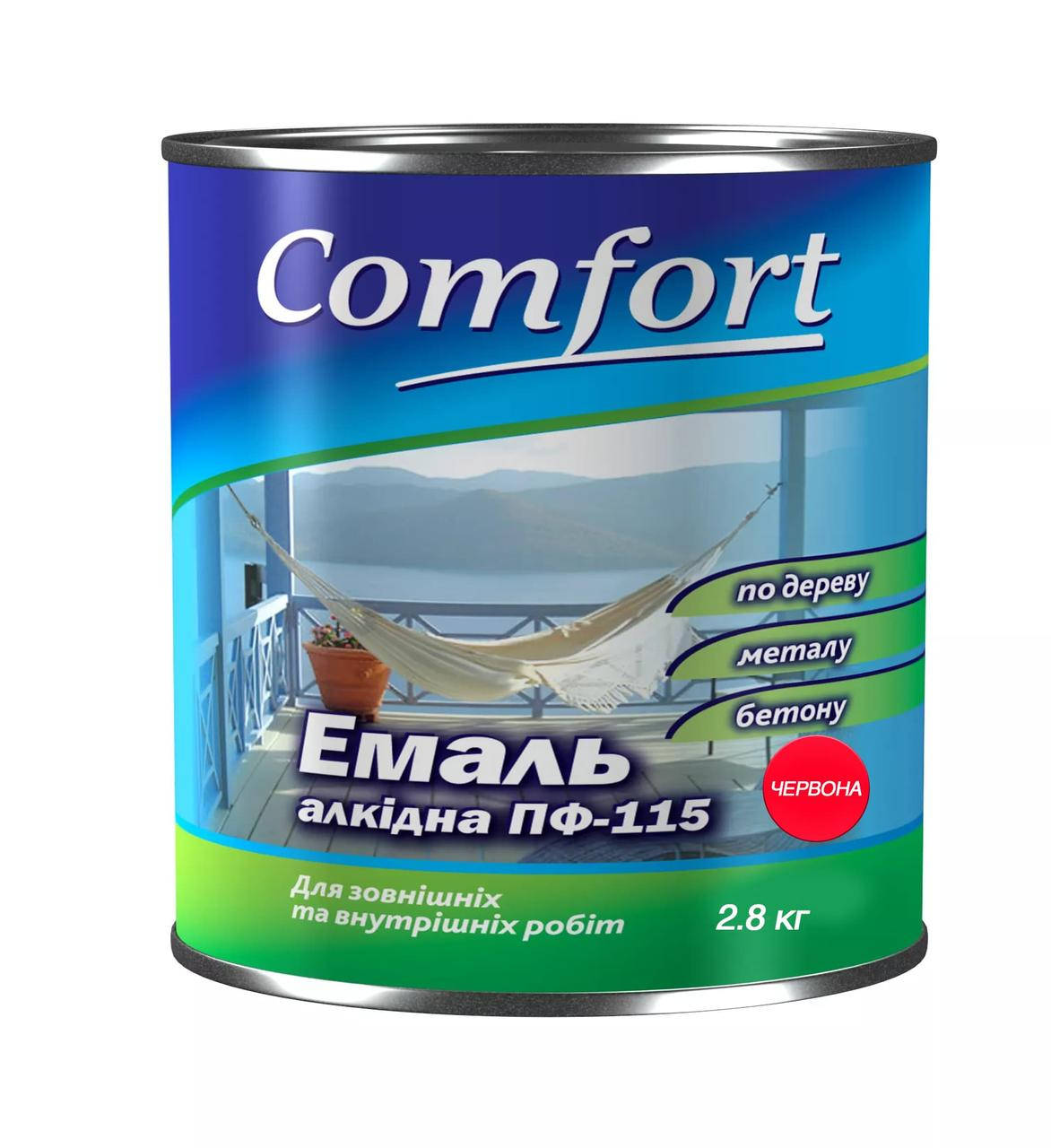

Алкидная эмаль краска Comfort (PolyColor) ПФ 115 красная 2.8 кг