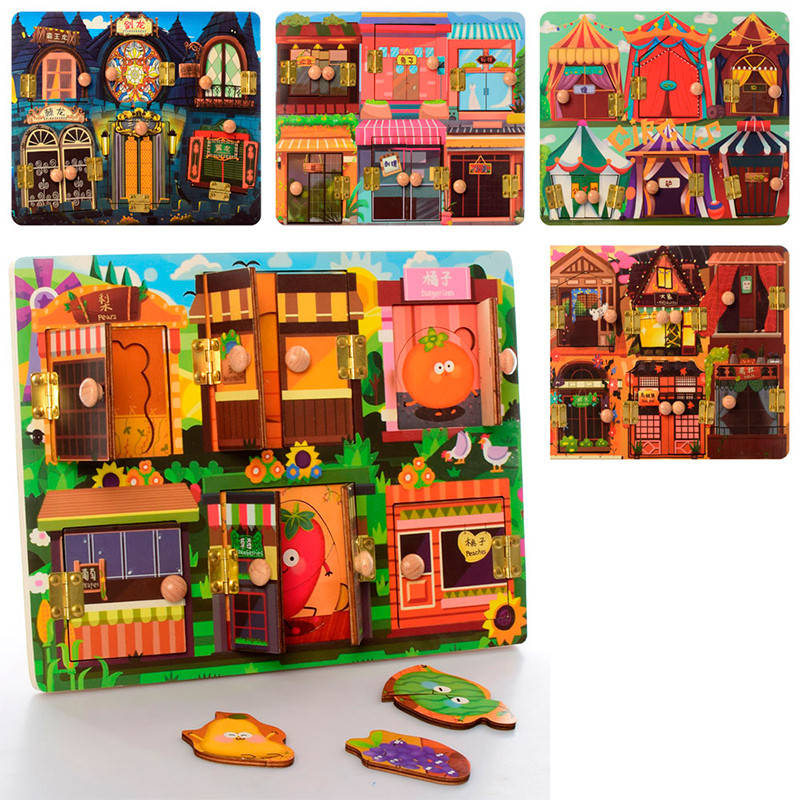 

Деревянная игрушка "Бизиборд", двери откр., 5 вид., MD 2896, Разные цвета