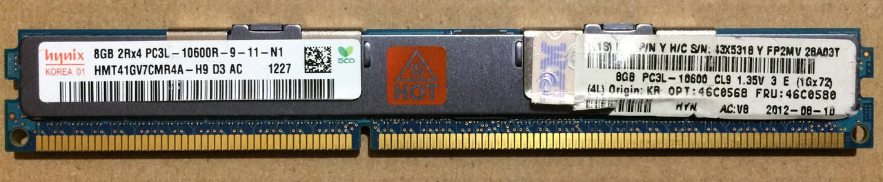 

8GB DDR3L 1333MHz Hynix 10600R 2Rx4 PC3L REG ECC RAM Серверная оперативная память