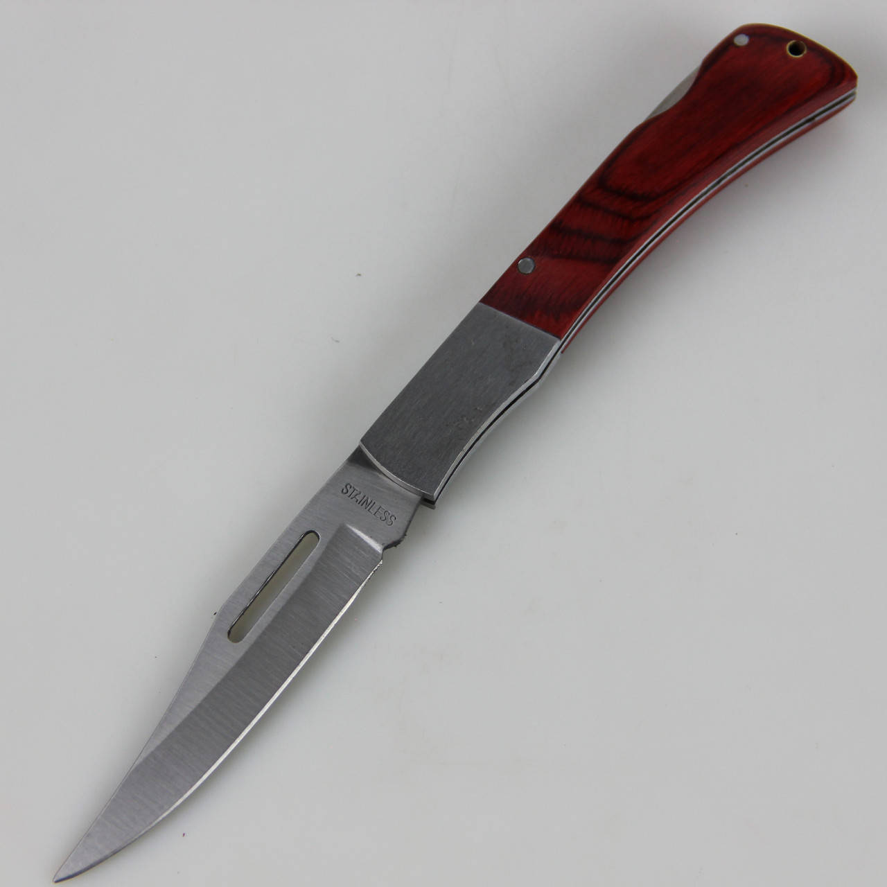 

Нож раскладной Stainless 20 см бордовый с чехлом