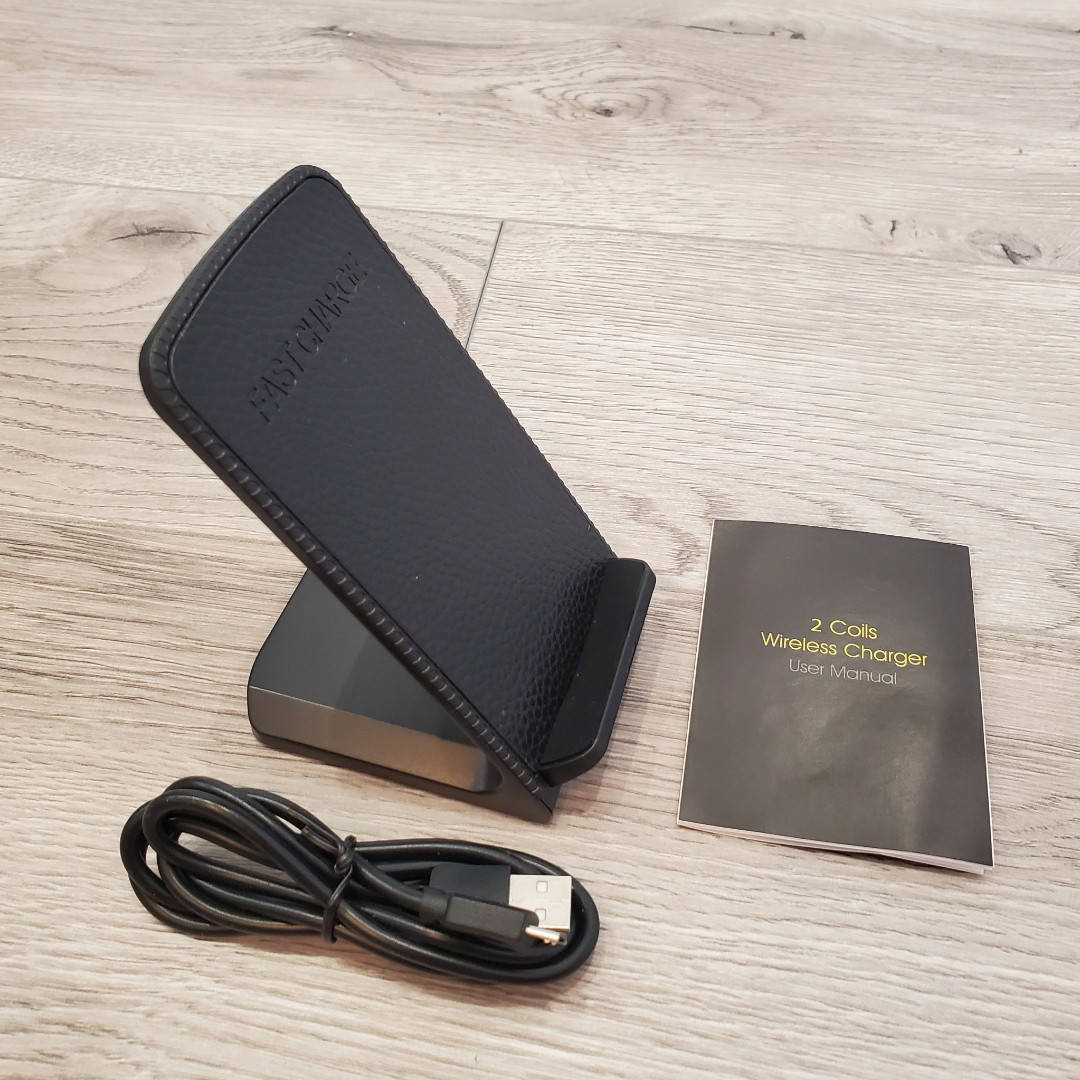 

Беспроводная быстрая зарядка на 2 котушки Wireless Fast Charge, Черный