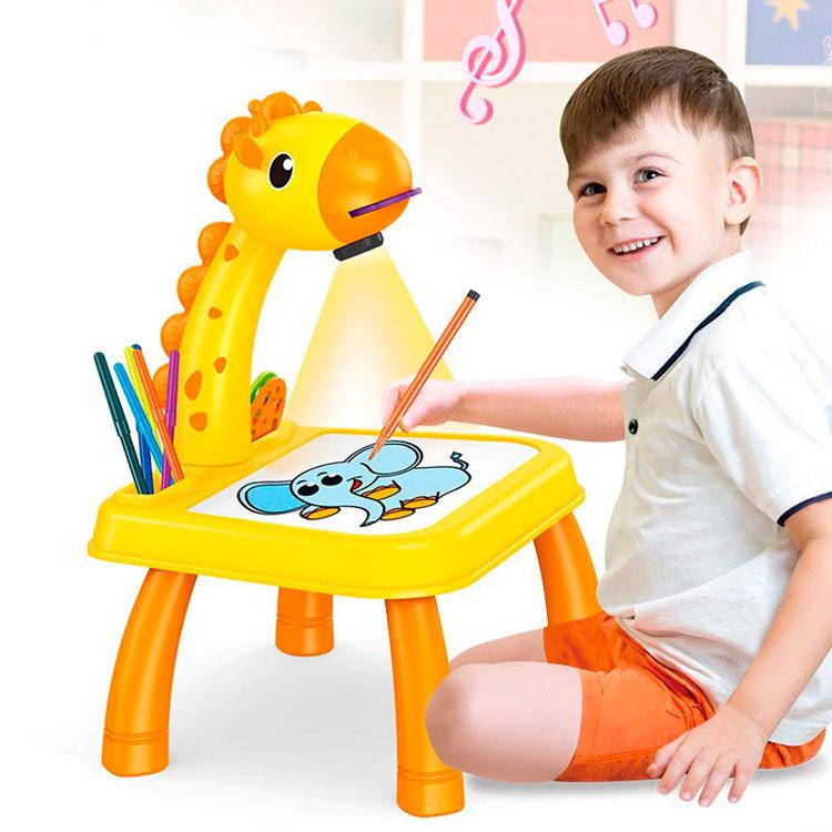 

Детский стол проектор для рисования с подсветкой / Мольберт-проектор Желтый