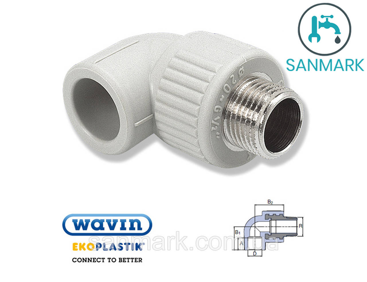 

Угол (колено) Wavin Ekoplastik 90° 25х1/2" (наружная резьба) SKOE02520E