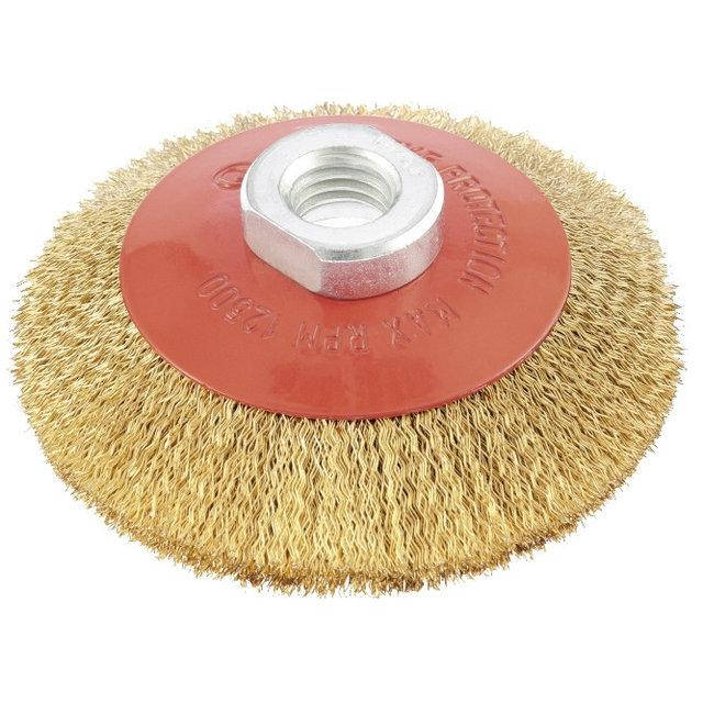 

Щетка для УШМ 115 мм М14 тарелка латунированная витая проволока MTX 746129