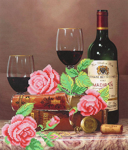 

Набор для вышивки бисером "Вино и книги" W-225