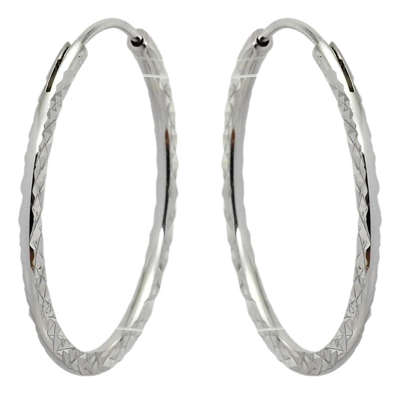 

Серьги ХР Родий кольца (конго) "Узор тиснением" ø 3см