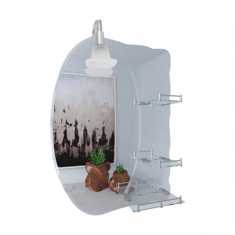 

Зеркало Lidz 140.07.05 480х675х100 со светильником и с 3-мя полками