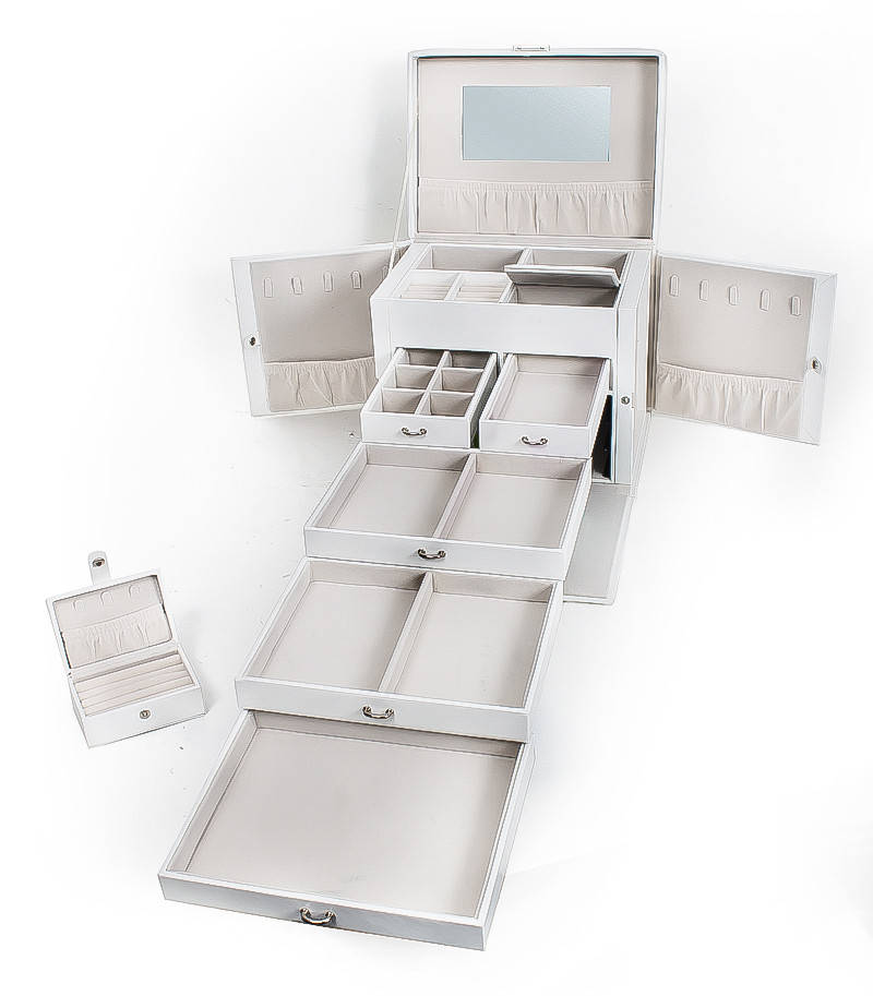 

Большая шкатулка-органайзер Elegant Collection для украшений 2 в 1 с мини-органайзером, белый цвет, Коричневый