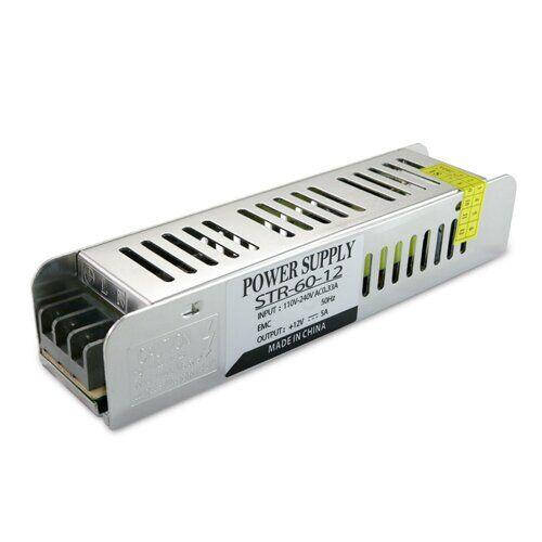 

Блок питания для светодиодных лент OEM DC12 60W 5А STR-60 узкий (EMS фильтр)