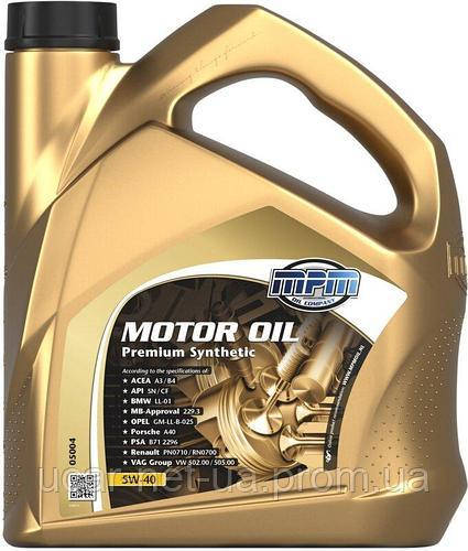 

Синтетическое моторное масло MPM Motor Oil Premium Synthetic 5W-40, 4 л