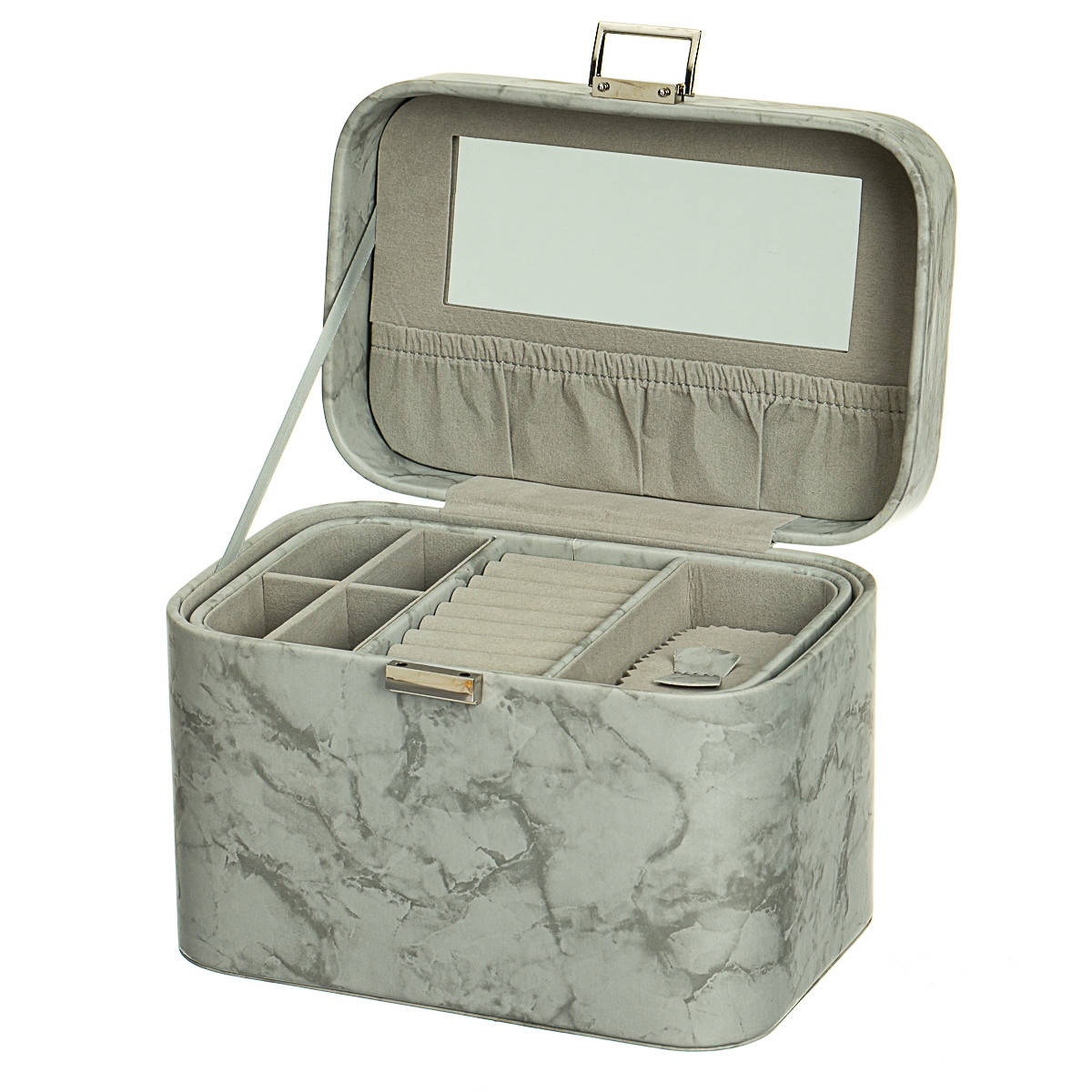 

Шкатулка для украшений кожзам 22х15х6 см 10505-007/grey, Серый