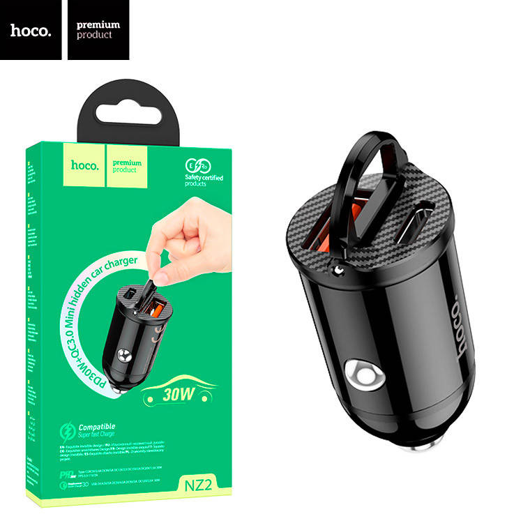 

Автомобильное зарядное устройство Hoco NZ2 PD30W QC3.0 1USB 3A black