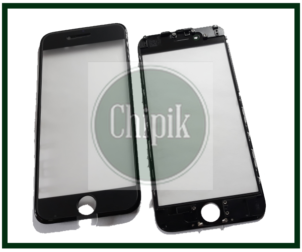

Стекло для переклейки дисплея Apple iPhone 6 c пластиковой рамкой и OCA пленкой, Черное, Черный